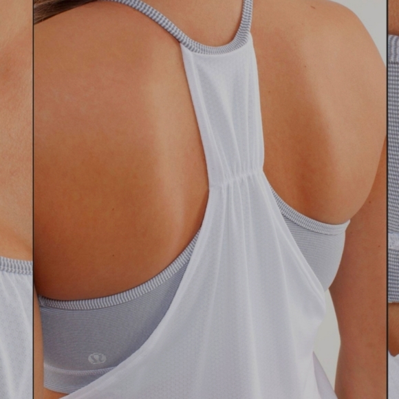 Lululemon No Limits Tank, Size 4, White/Wee Stripe White Fossil - Picture 3 of 12